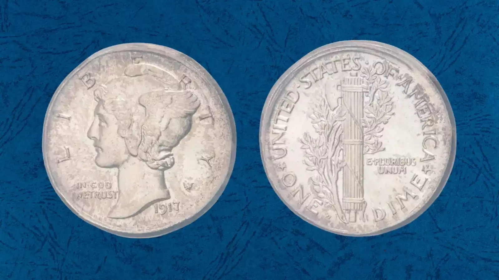 1917-D Mercury dime broadstrike error showing expanded diameter and absent collar rim